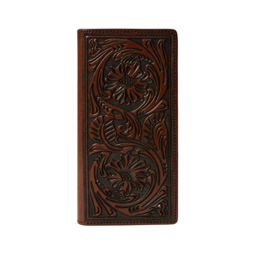 Stetson Brown Hand Tooled Rodeo Wallet - Top-Grain Leather