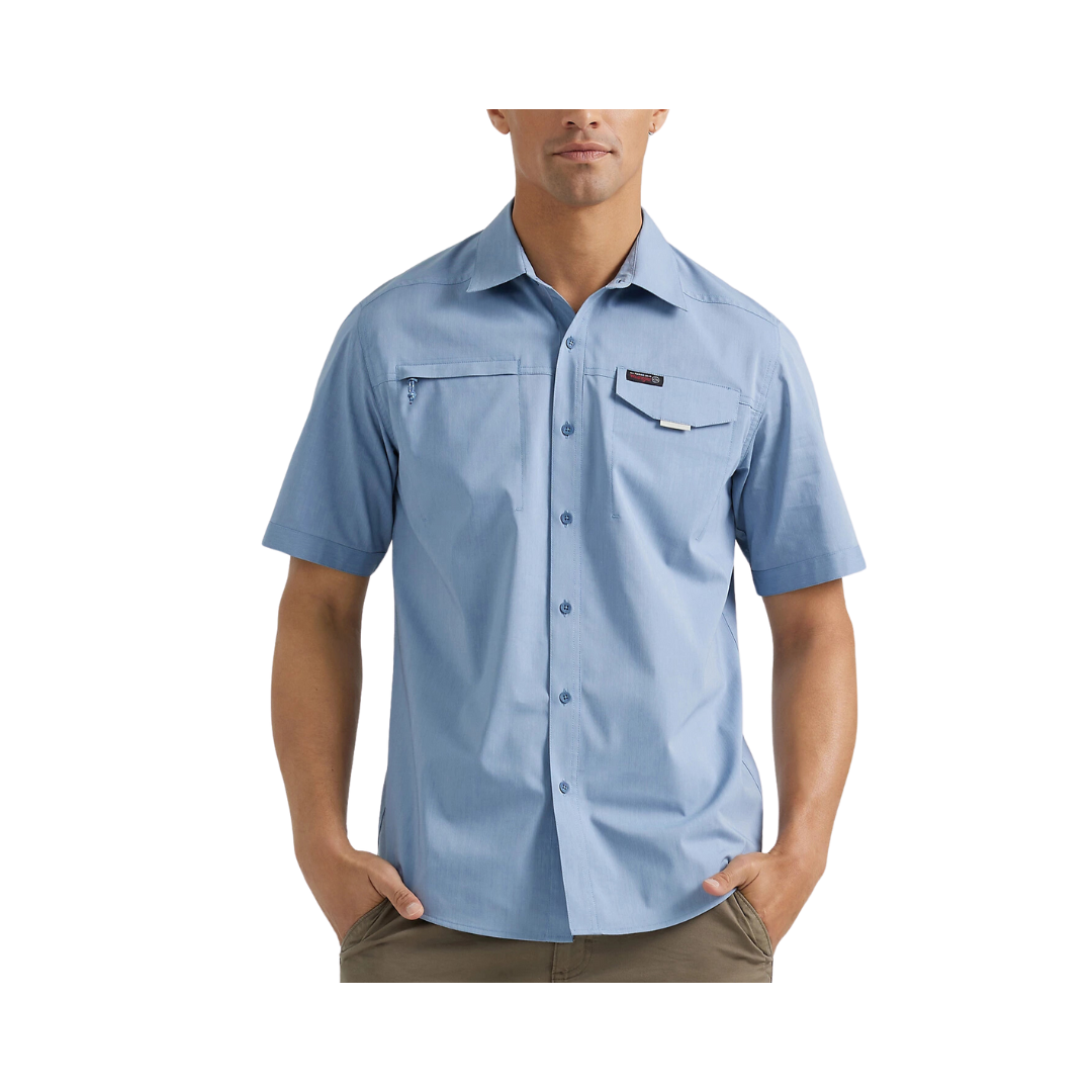 Wrangler Men's Asymetrical  Zip Pocket  Coronet Blue Shirt