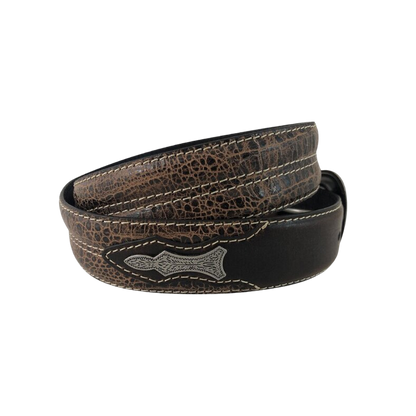 Gem Dandy Roper Genuine Leather Croc Print Belt
