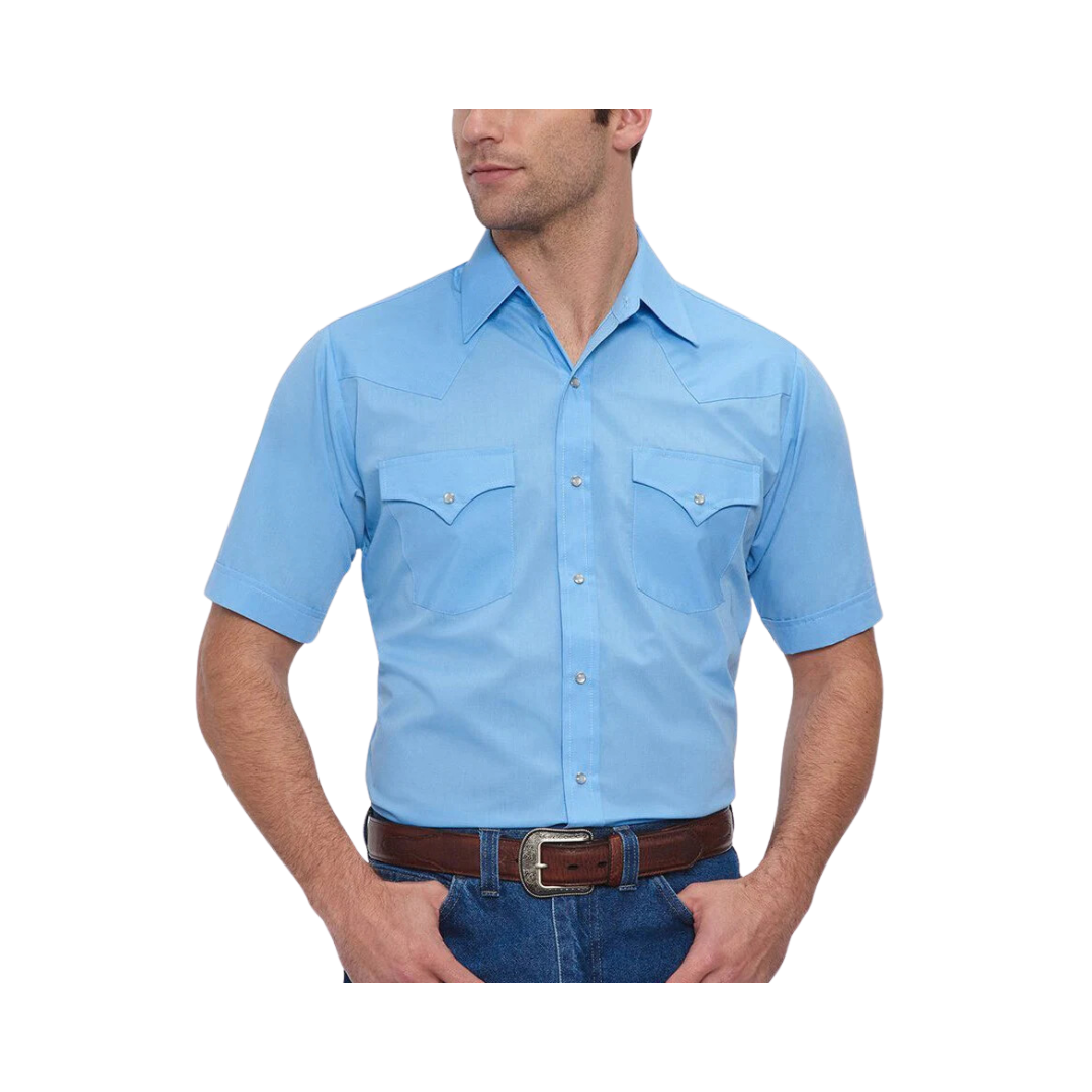 Men's Ely Cattleman Short Sleeve Solid Western Snap Shirt