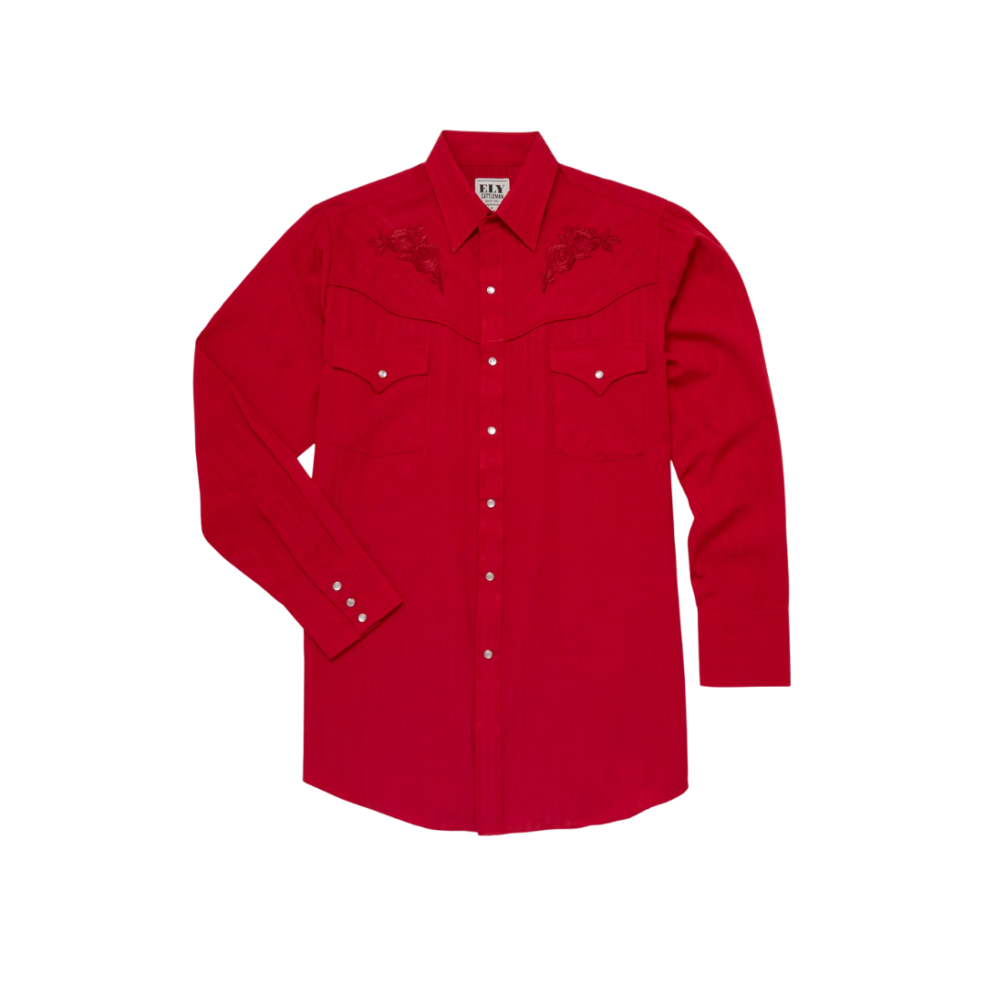 Ely & Walker Men's Long Sleeve Western Snap Red Shirt