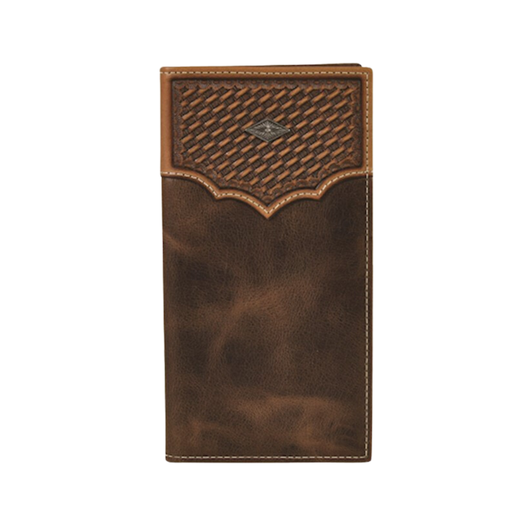 Justin Men's Rodeo Basket Weave Yoke Brown Wallet