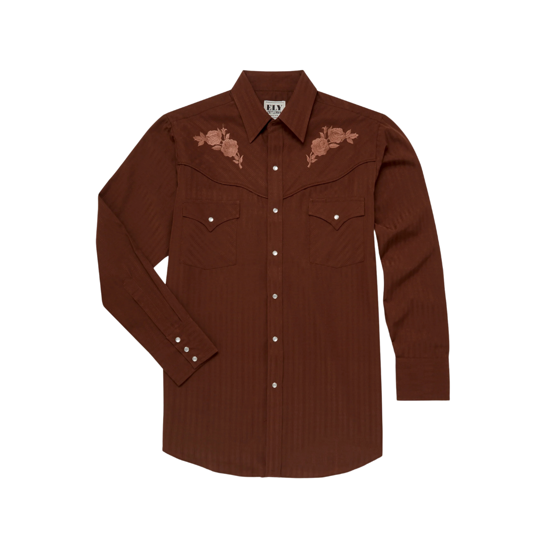 Ely & Walker Men's Long Sleeve Western Snap Brown Shirt