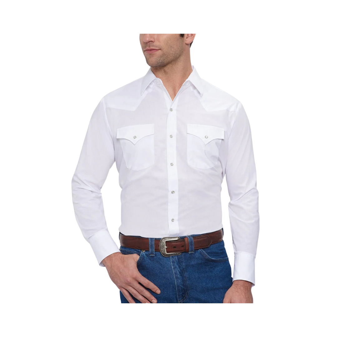 Ely & Walker Men's White Long Sleeve Solid Western Snap Shirt