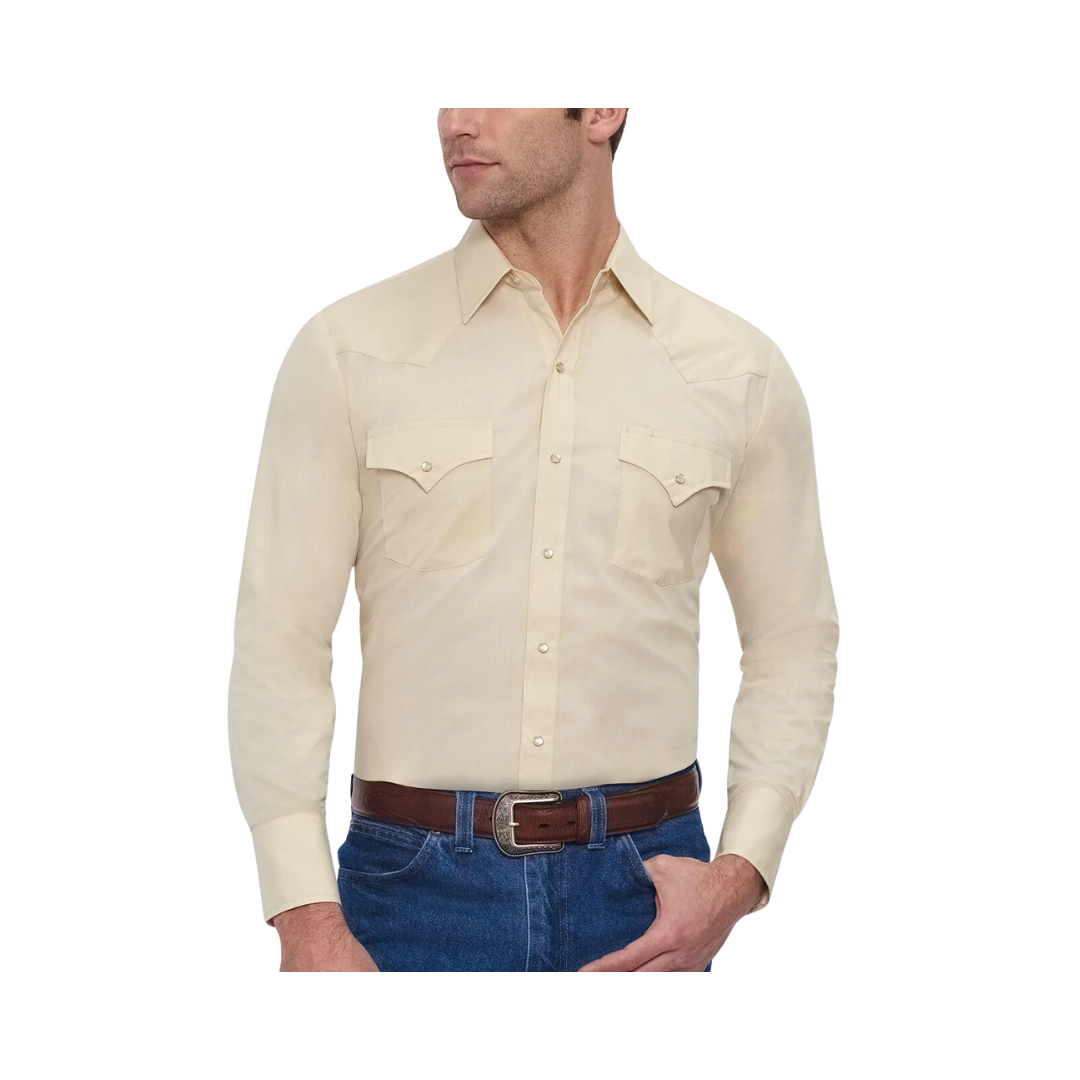Ely & Walker Men's Ecru Long Sleeve Solid Western Snap Shirt