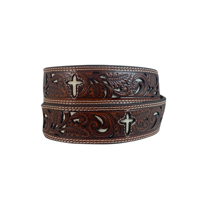 Roper genuine Leather Tooled Brown Belt