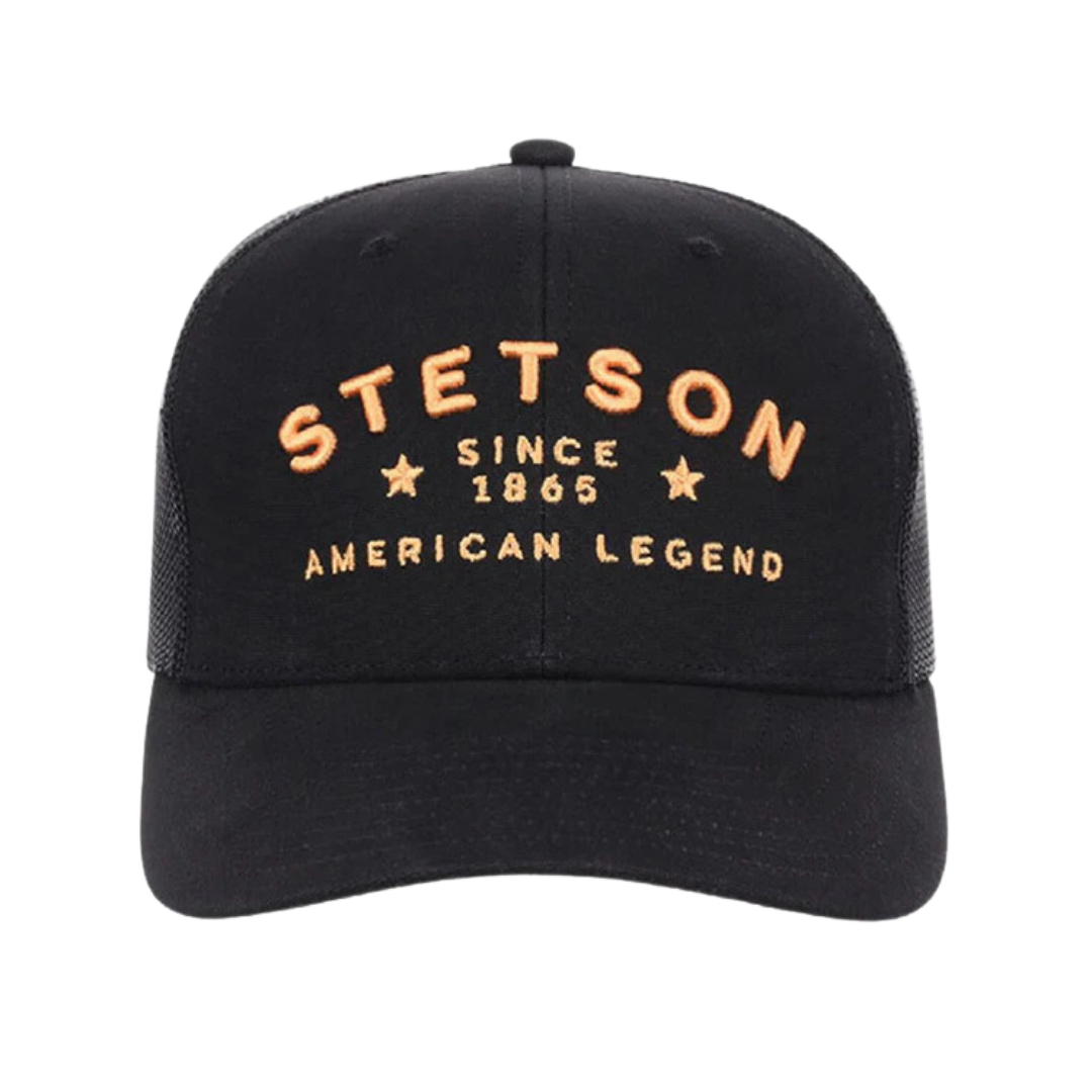 Stetson Men's  Black Embroidered Trucker Hat