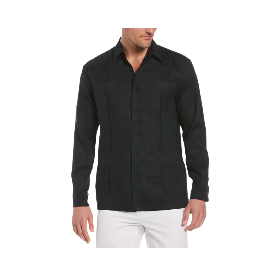 D'accord Men's Guayabera Black Shirt
