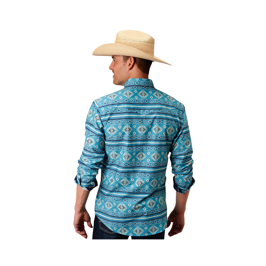 Roper Men's Aztec Print Blue Shirt