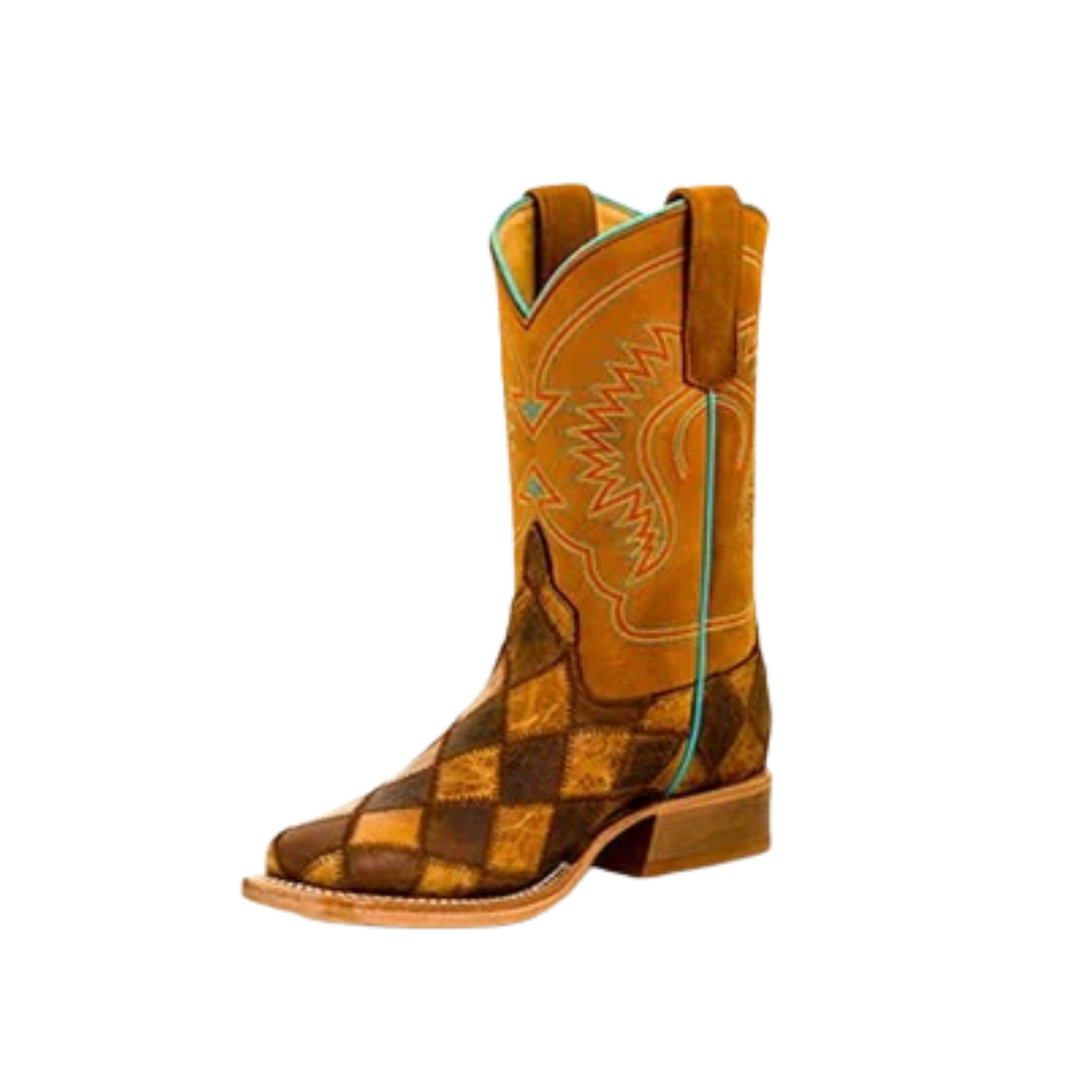 Horse Power Kid's Crazy Train Patchwork Western Boot