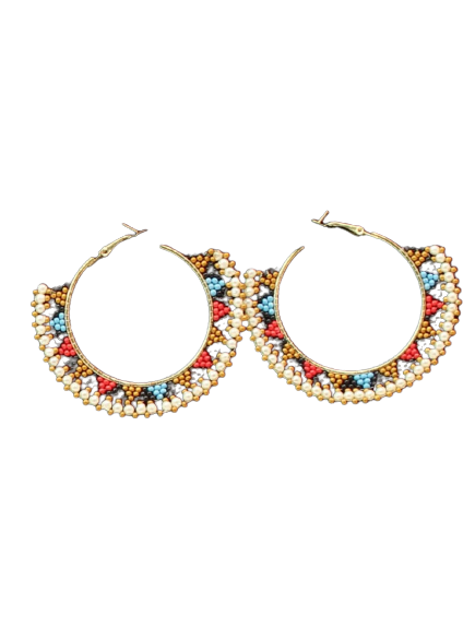 Silver Strike Women's Crystal Hoop Multicolor Earrings