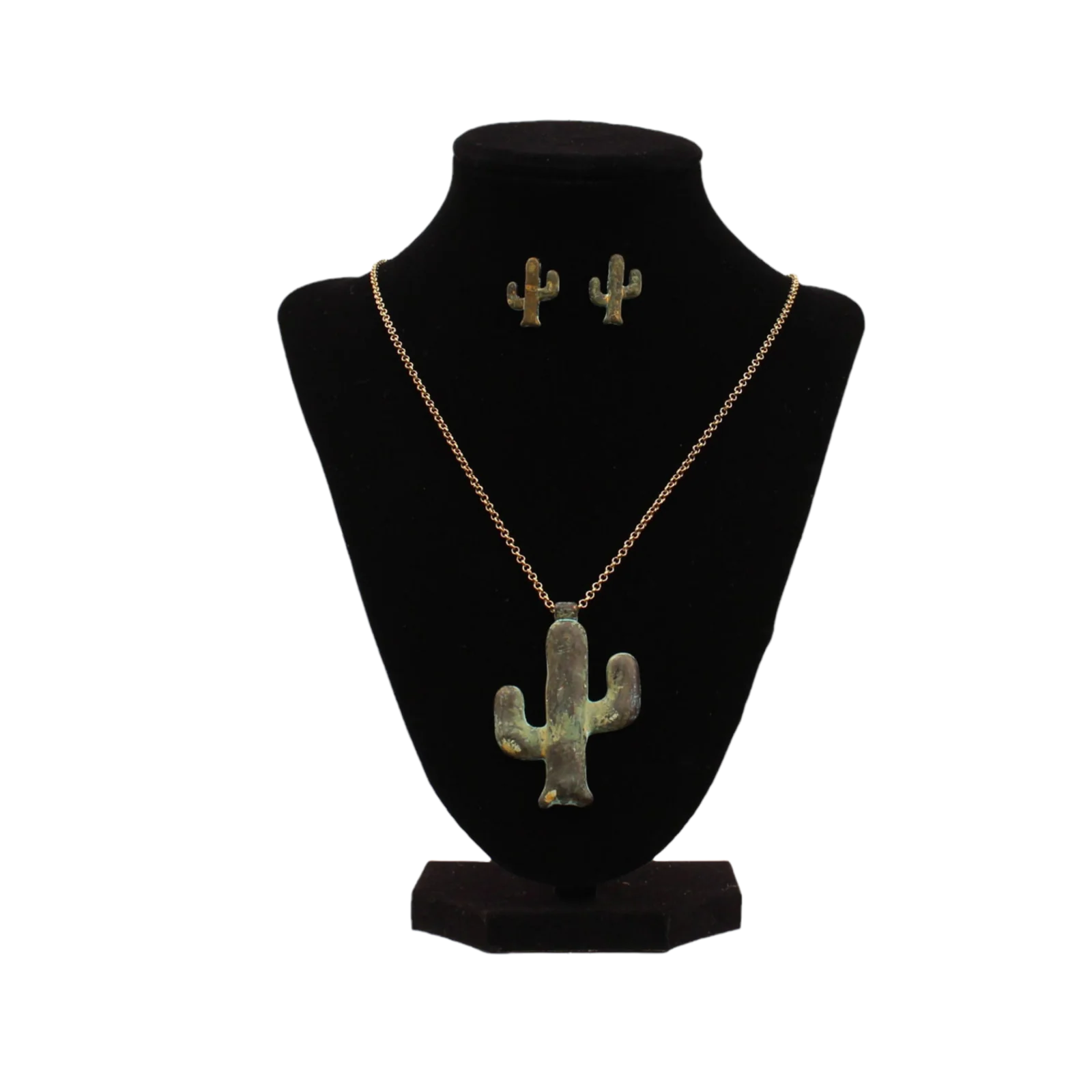 M&F Women's Vintage Patina Cactus Multicolor Earring Necklace Set