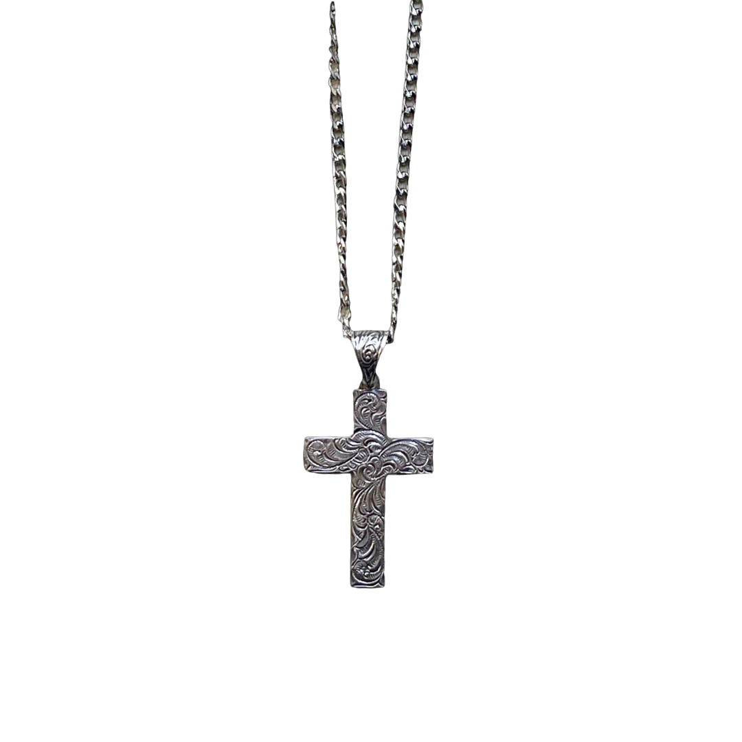 Twister Men's Silver Scrolled Grey Necklace
