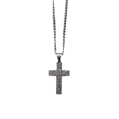Twister Men's Silver Scrolled Grey Necklace