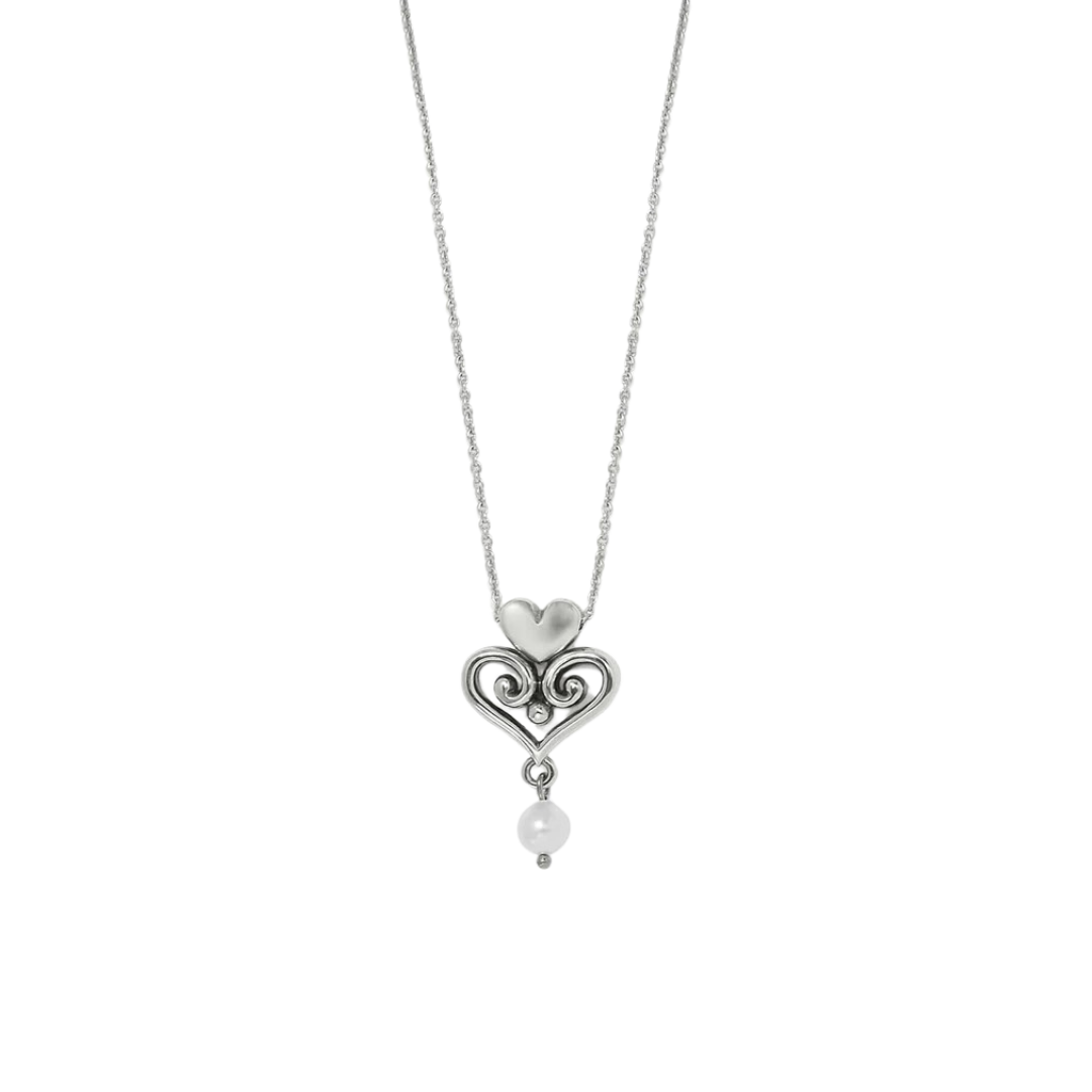 Brighton Women's Alcazar Amor Pendant Silver Pearl Necklace