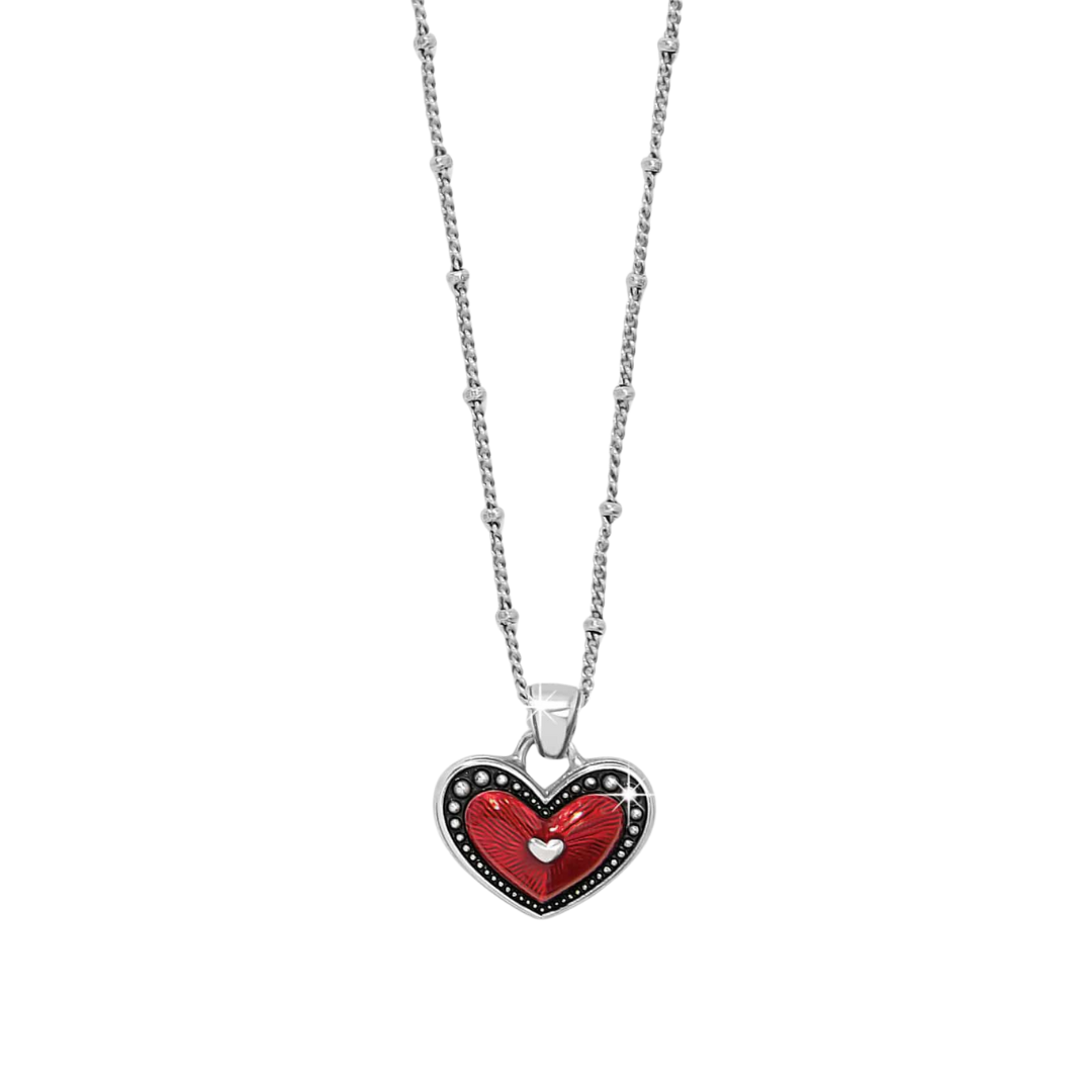 Brighton Women's Love Me Do Petite Silver Red Necklace