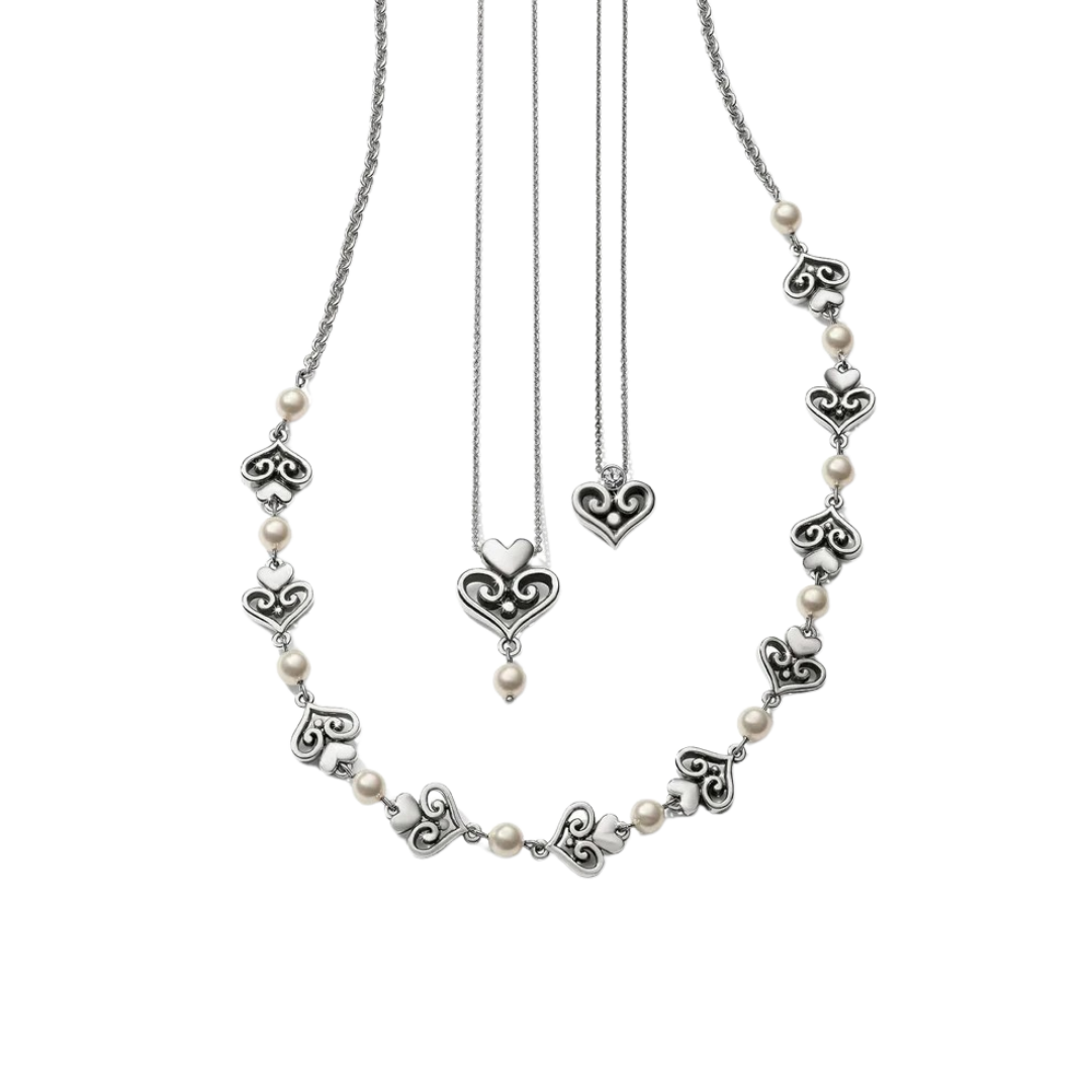Brighton Women's Alcazar Amor Pendant Silver Pearl Necklace