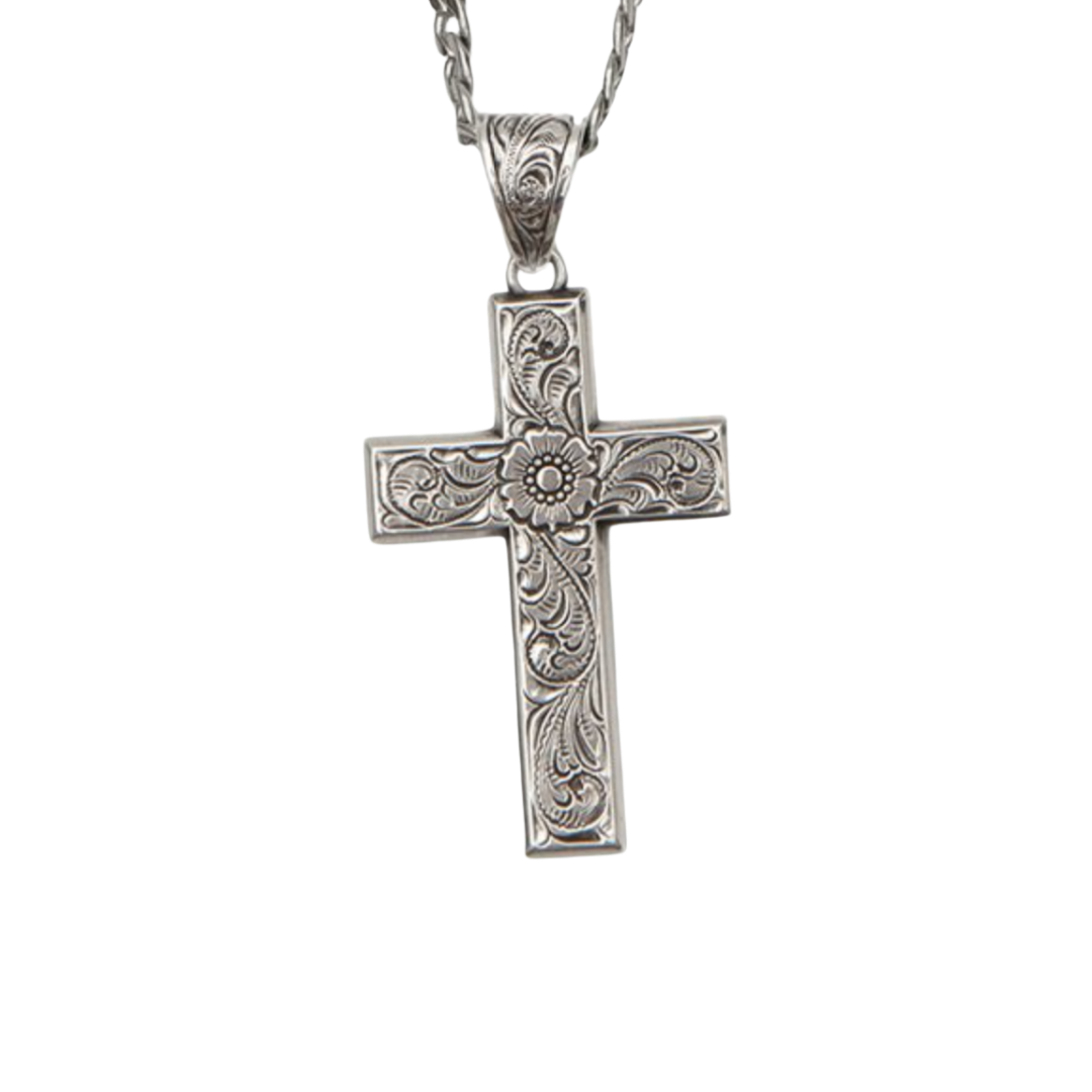 Twister Men's Silver Scrolled Grey Necklace