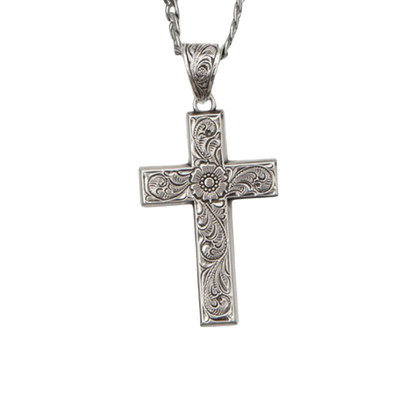 Twister Men's Silver Scrolled Grey Necklace