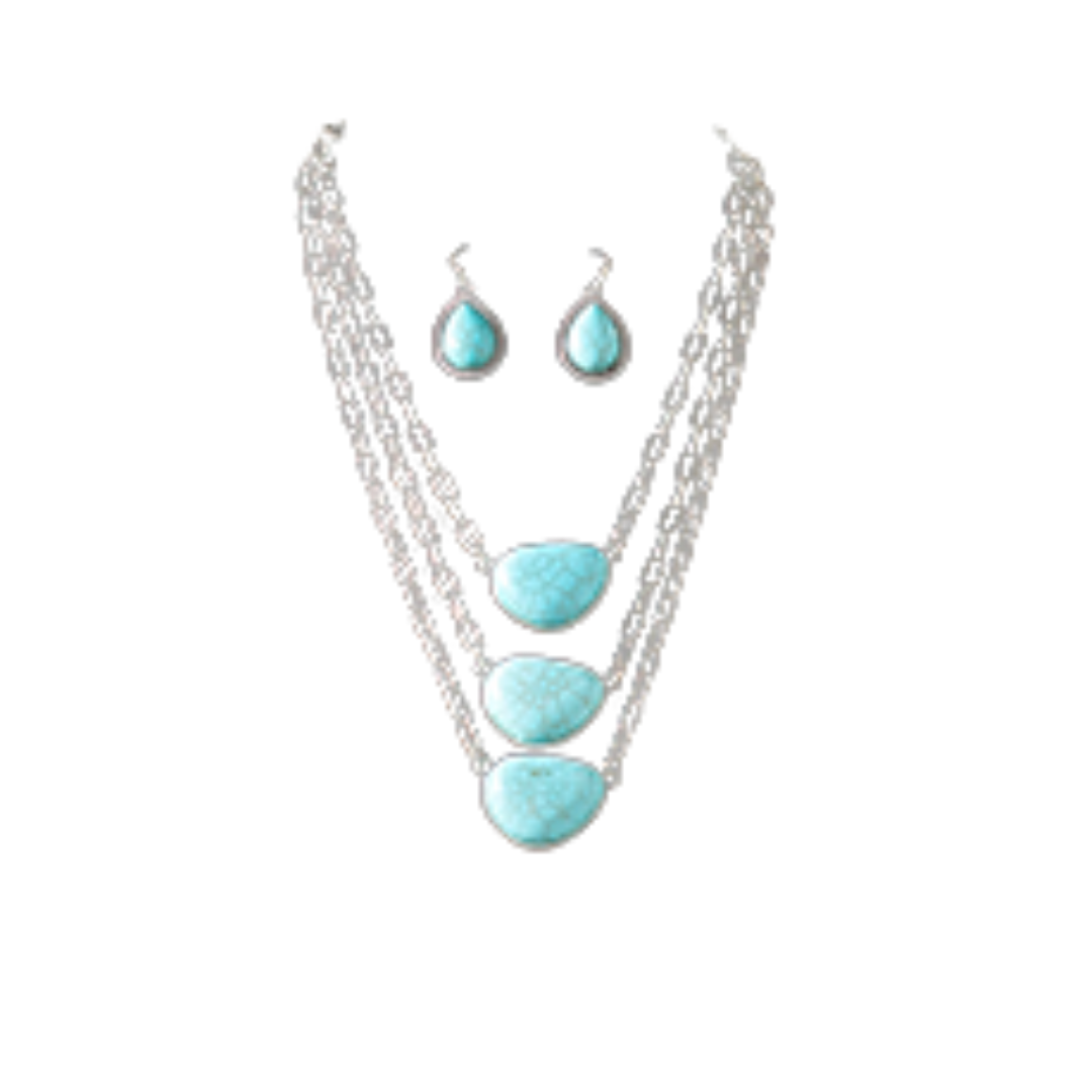 Blazin Roxx Women's Turquoise Earrings Necklace Set
