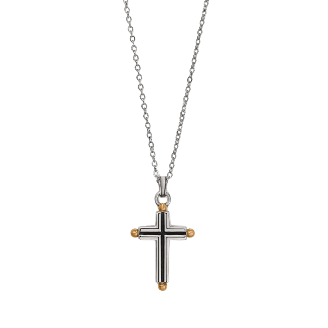 Brighton Women's Majestic Gallant Cross Reversible Grey Necklace