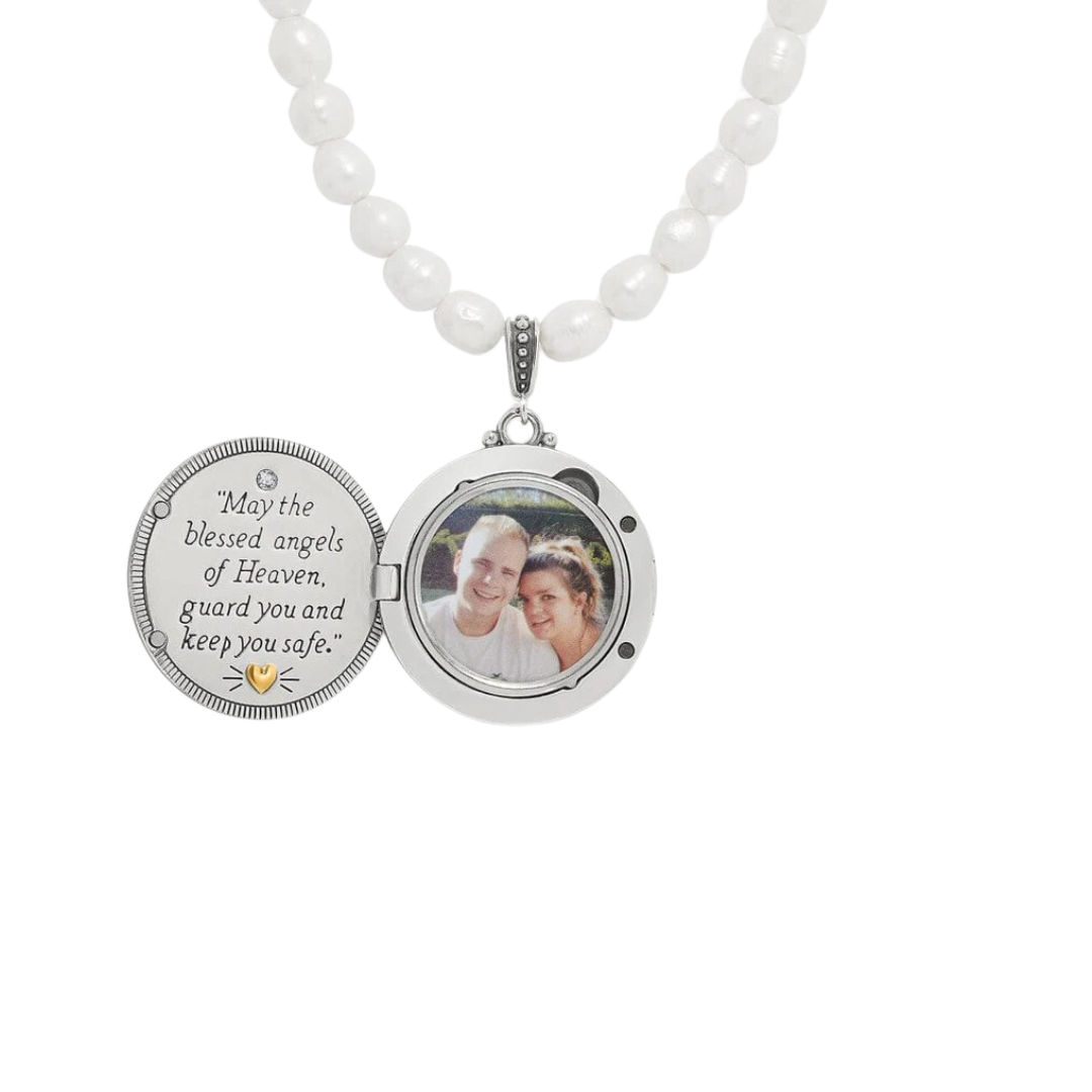 Brighton Women's Guardian Angel Locket Silver Pearl Necklace