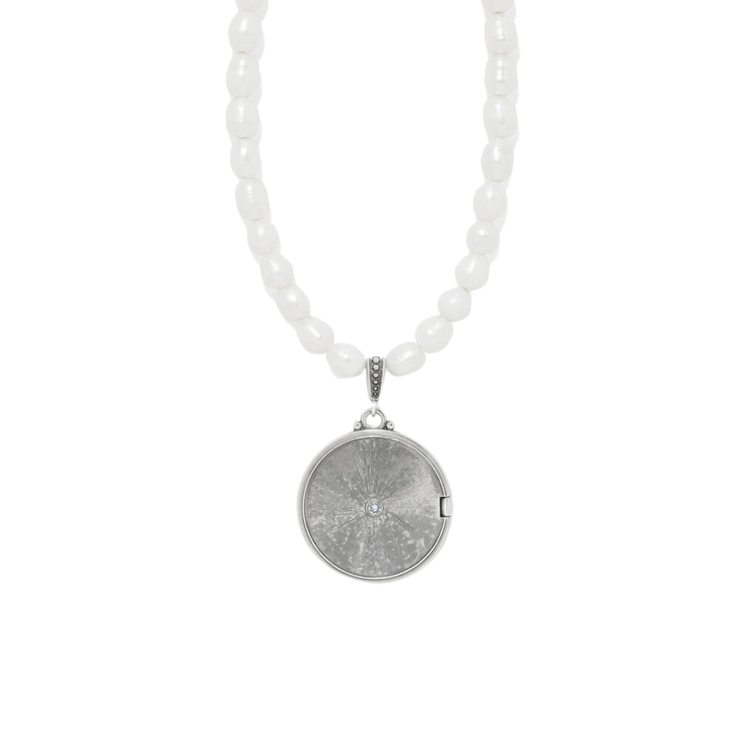 Brighton Women's Guardian Angel Locket Silver Pearl Necklace