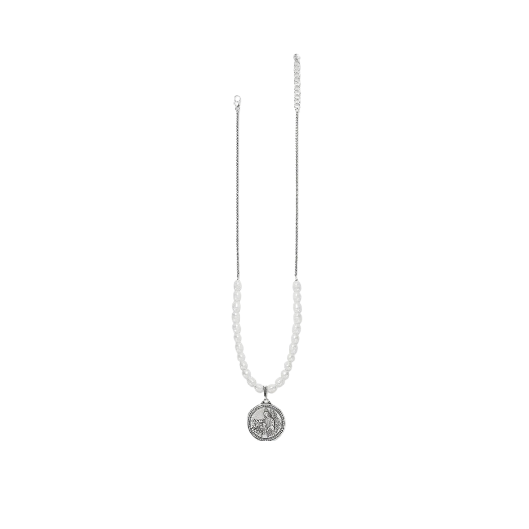 Brighton Women's Guardian Angel Locket Silver Pearl Necklace