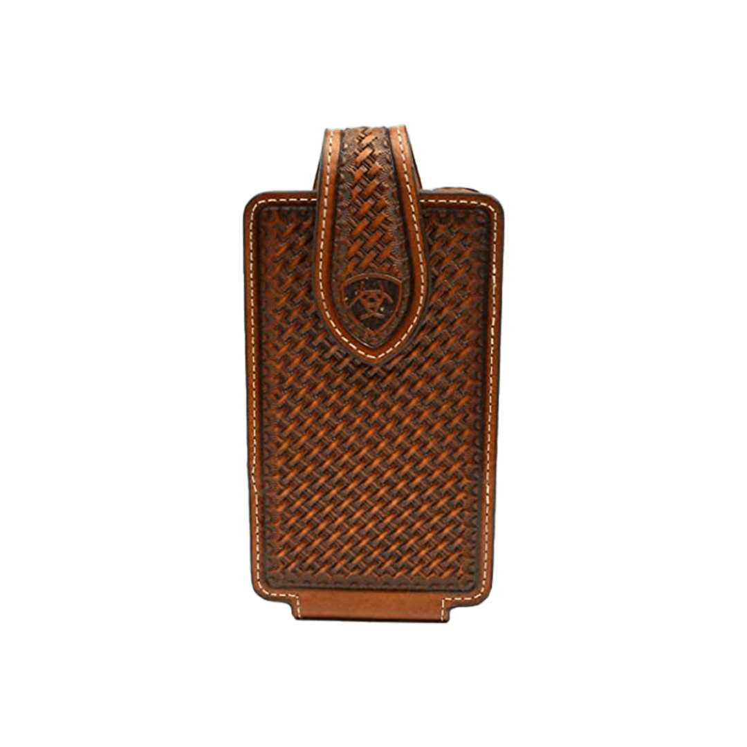 Ariat Men's Leather Basketweave Small Brown Phone Case