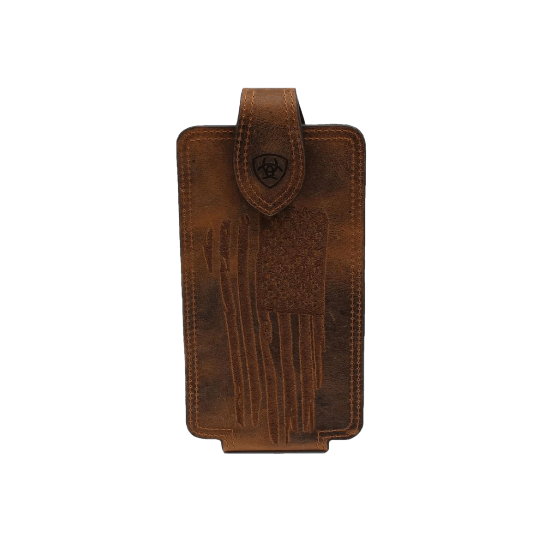 Ariat Men's Usa Flag Large Clip Brown Phone Case