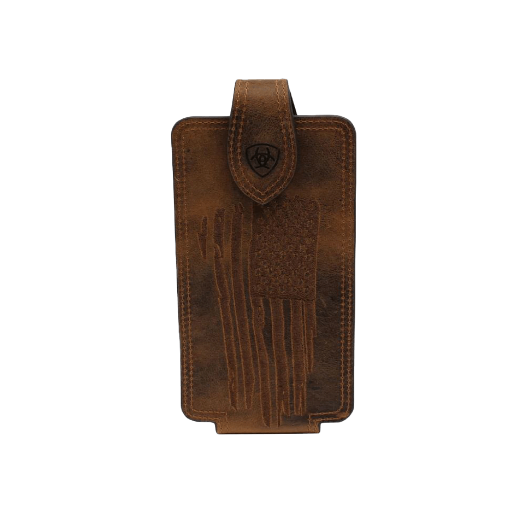Ariat Men's Usa Flag Medium Clip Brown Phone Case