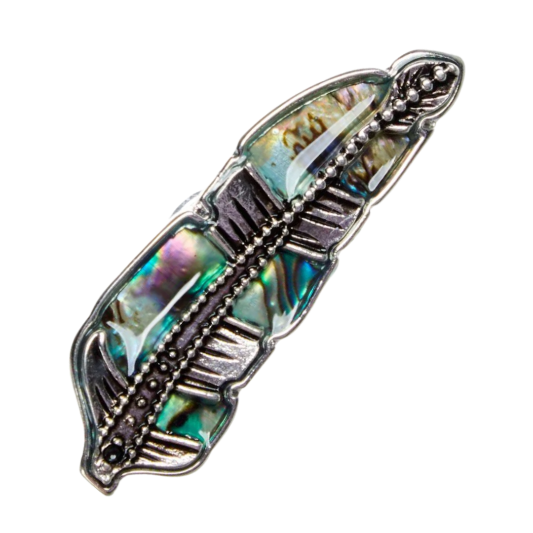 Austin Accent Feather with Shell Inlay Hat Pin