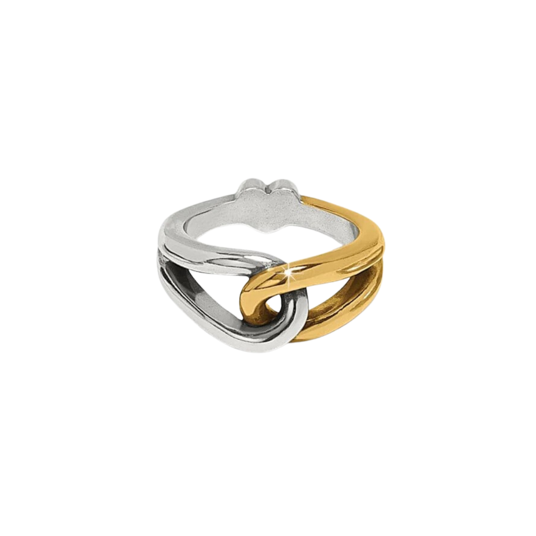 Brighton Women's Interlok Curve Silver Gold Ring