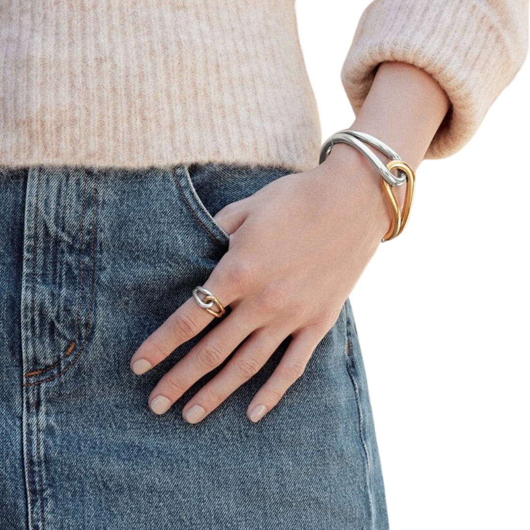 Brighton Women's Interlok Curve Silver Gold Ring