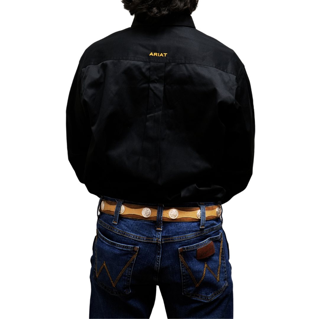 Ariat Men's Team Logo Twill Black Gold Shirt