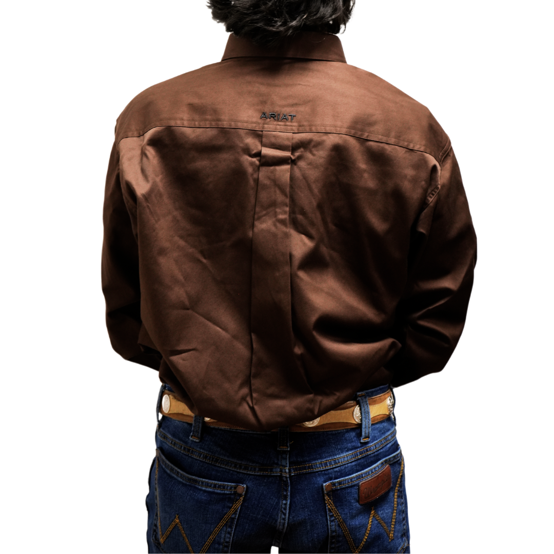 Ariat Men's Team Logo Twill Chocolate Shirt