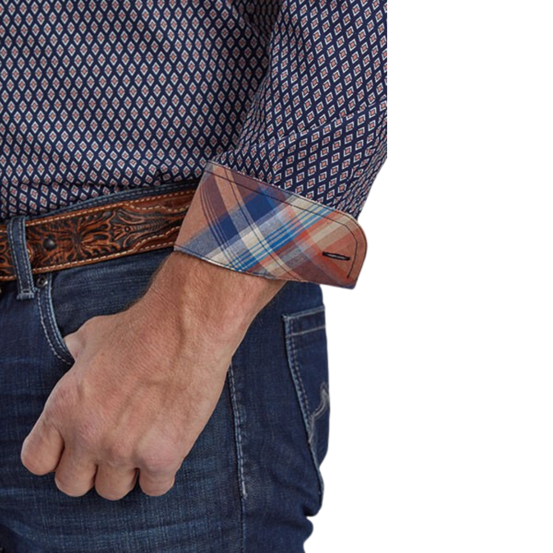 Roper Men's Diamond Eye Geo Blue Shirt
