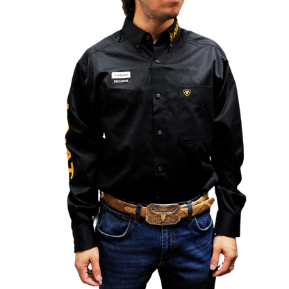 Ariat Men's Team Logo Twill Black Gold Shirt - Western Style & Quality Ariat Men's Team Logo Twill Black Gold Shirt - Western Style & Quality