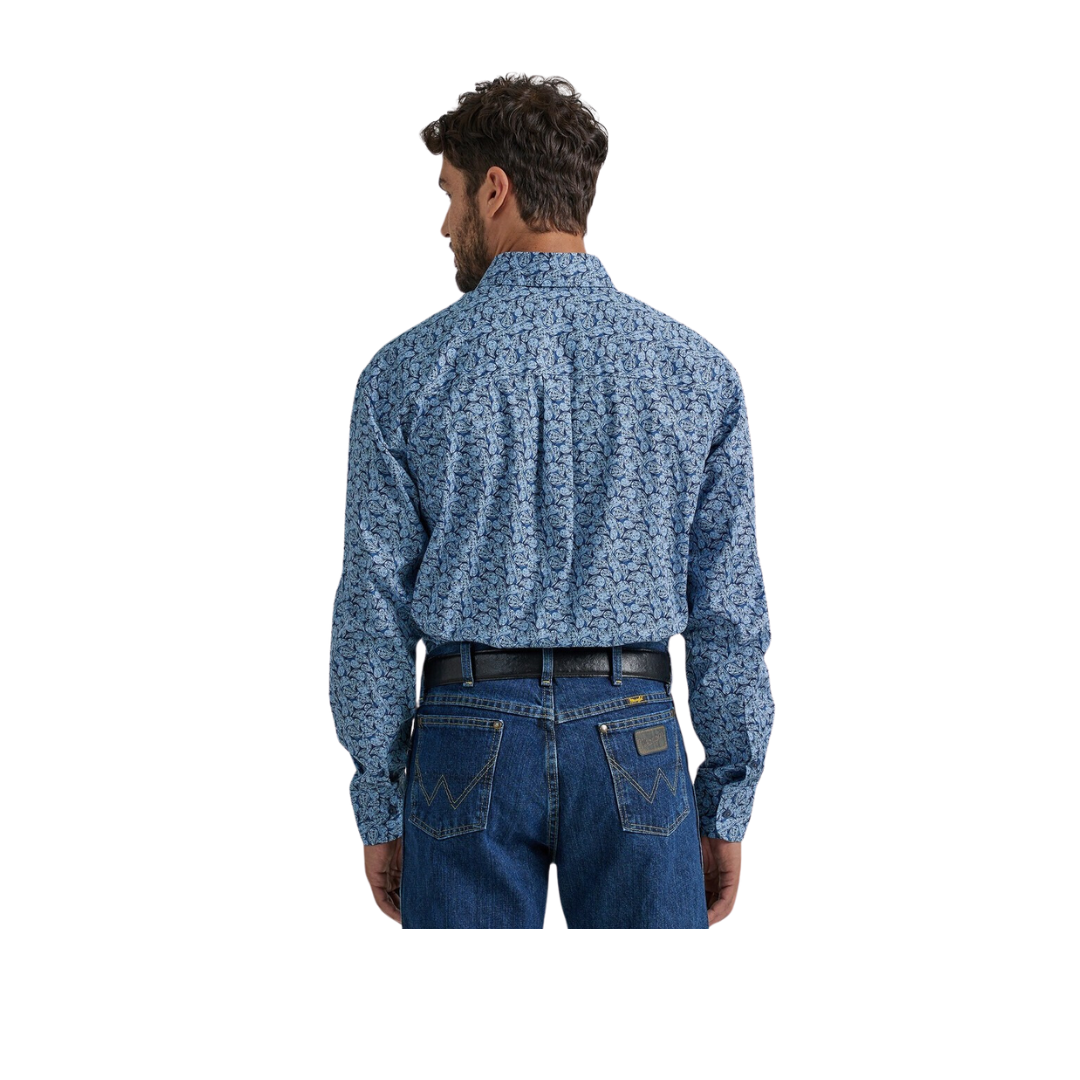 Wrangler Men's George Strait  Paisely Blue Shirt