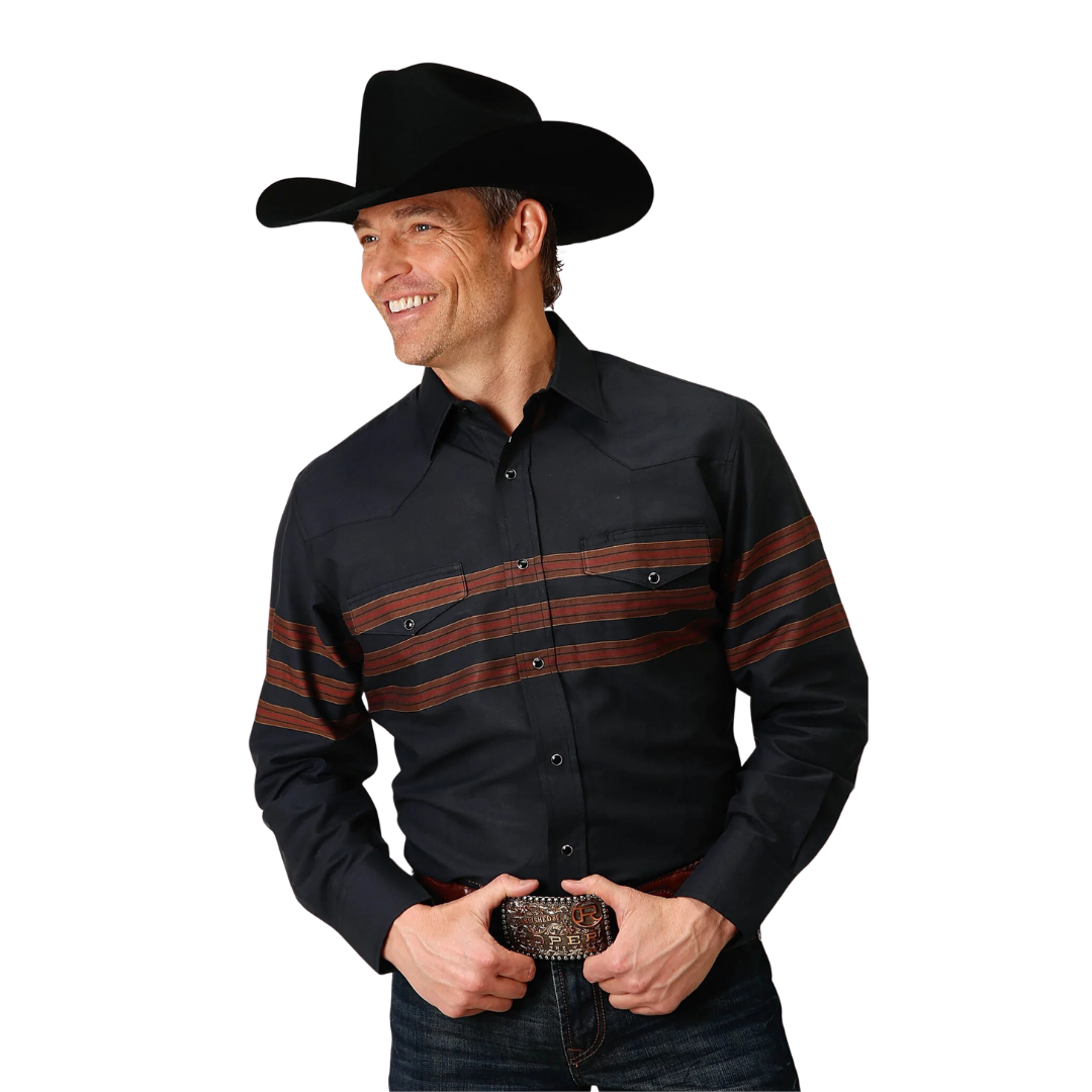 Roper Men's Snap Western Black Shirt