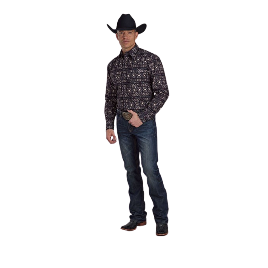 Roper Men's Grey Horizontal Pop Aztec Shirt