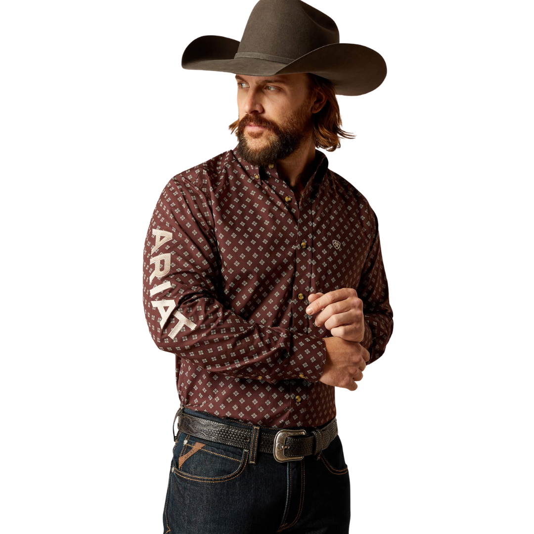 Ariat Men's Team Koen Fitted Brown Tan Shirt