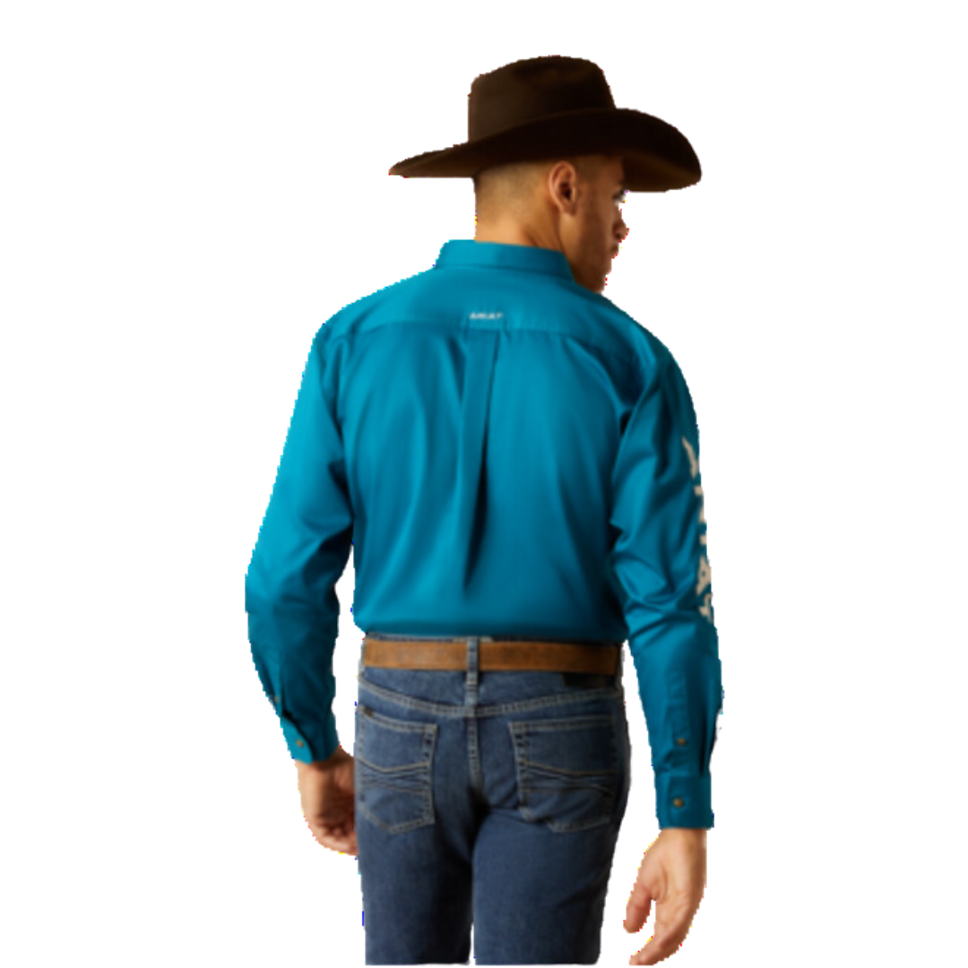 Ariat Men's Team Logo Twill Classic Fit Button Down Dark Teal Shirt