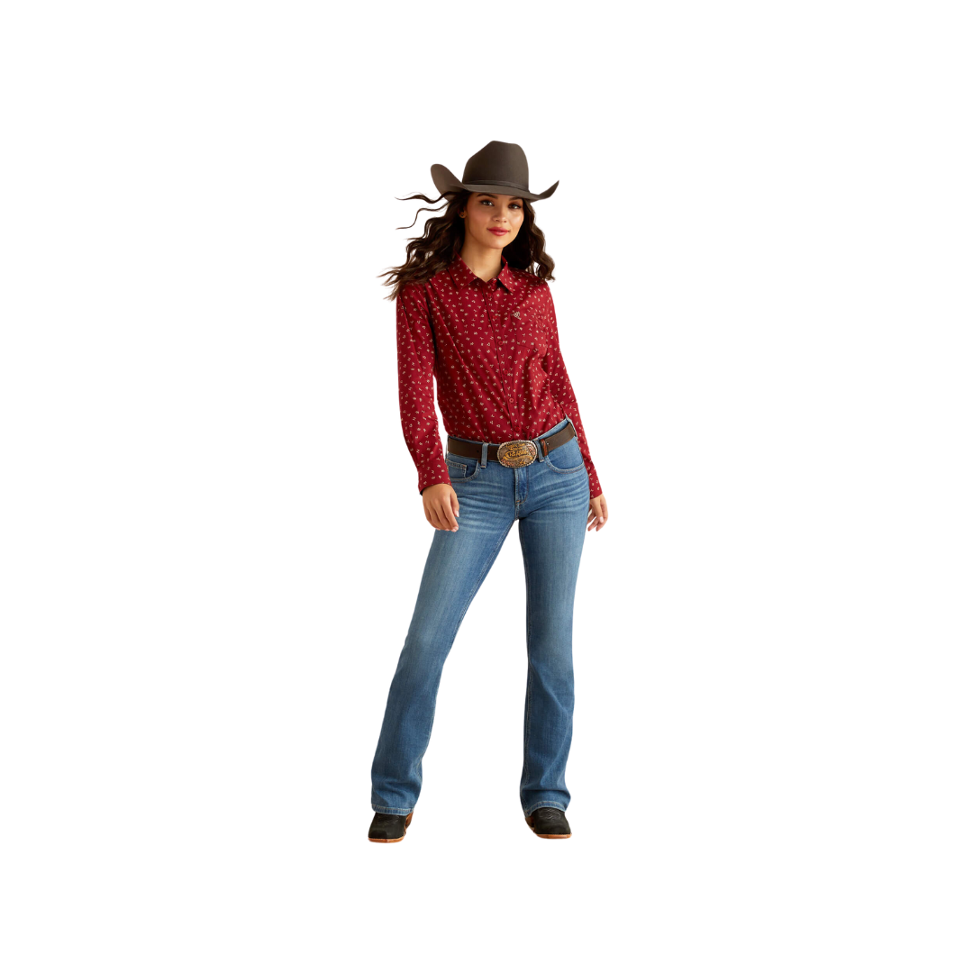 Ariat Women's Kirby Stretch Cattle Brand Red Shirt