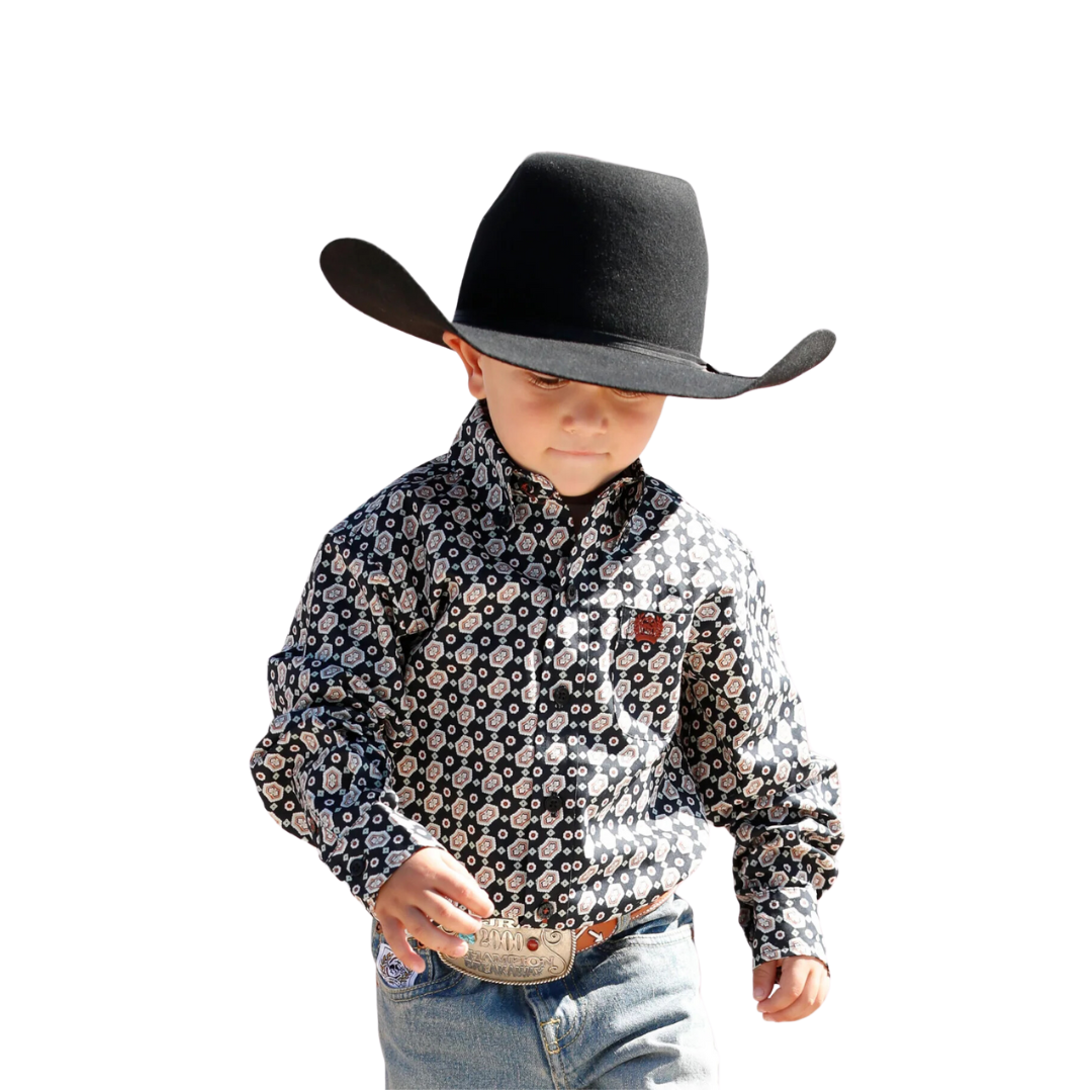Cinch Toddler Boy's Geometric Print Black Shirt