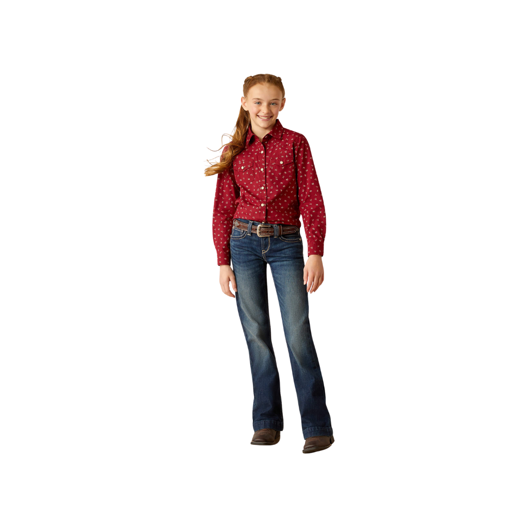 Ariat Youth Girl's Ranch Cattle Brand Red Shirt