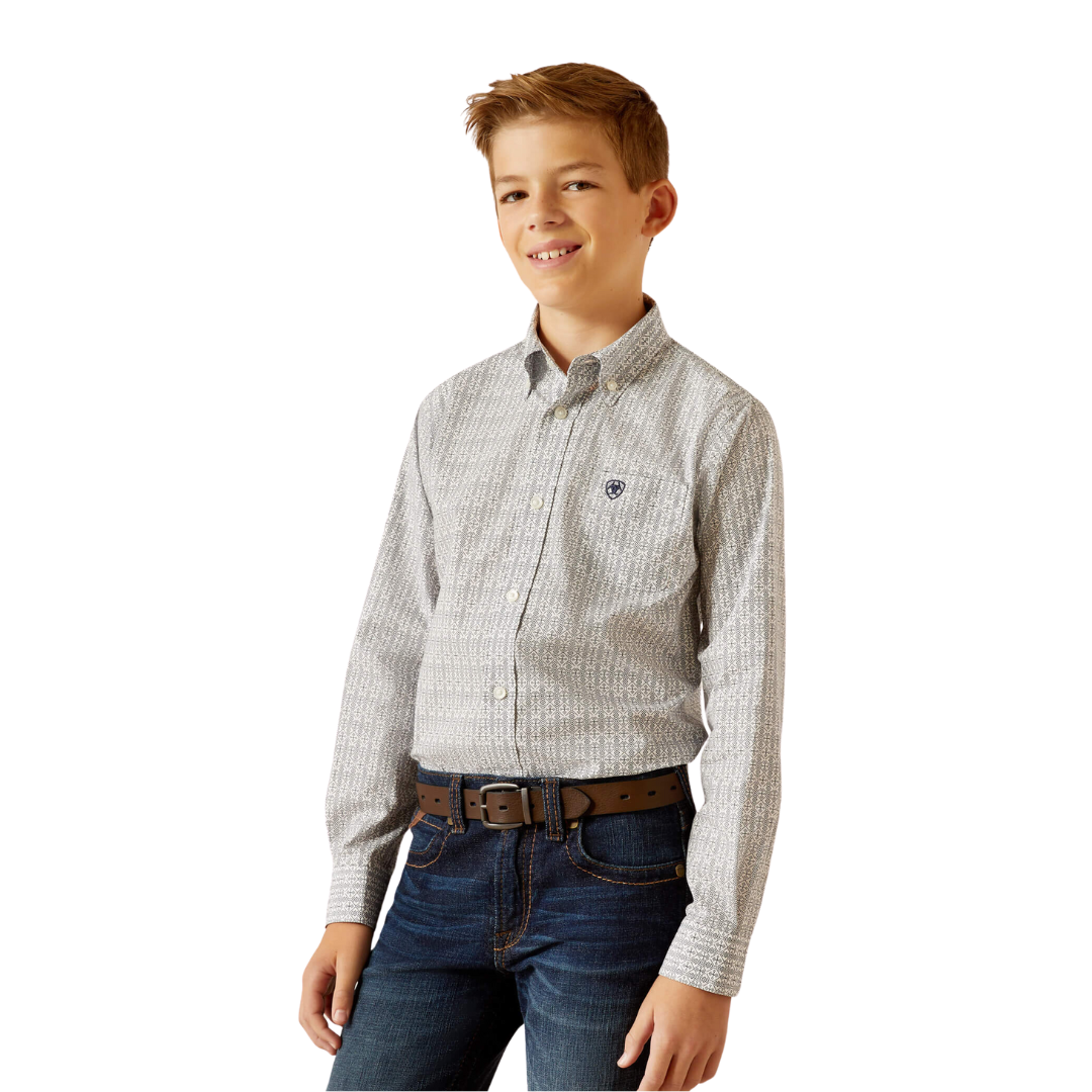 Ariat Youth Boy's Reign Classic Fit White Shirt
