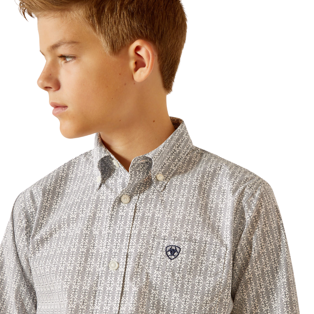 Ariat Youth Boy's Reign Classic Fit White Shirt