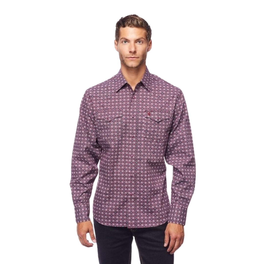 Avalon Men's Rodeo Clothing Print Purple Shirt
