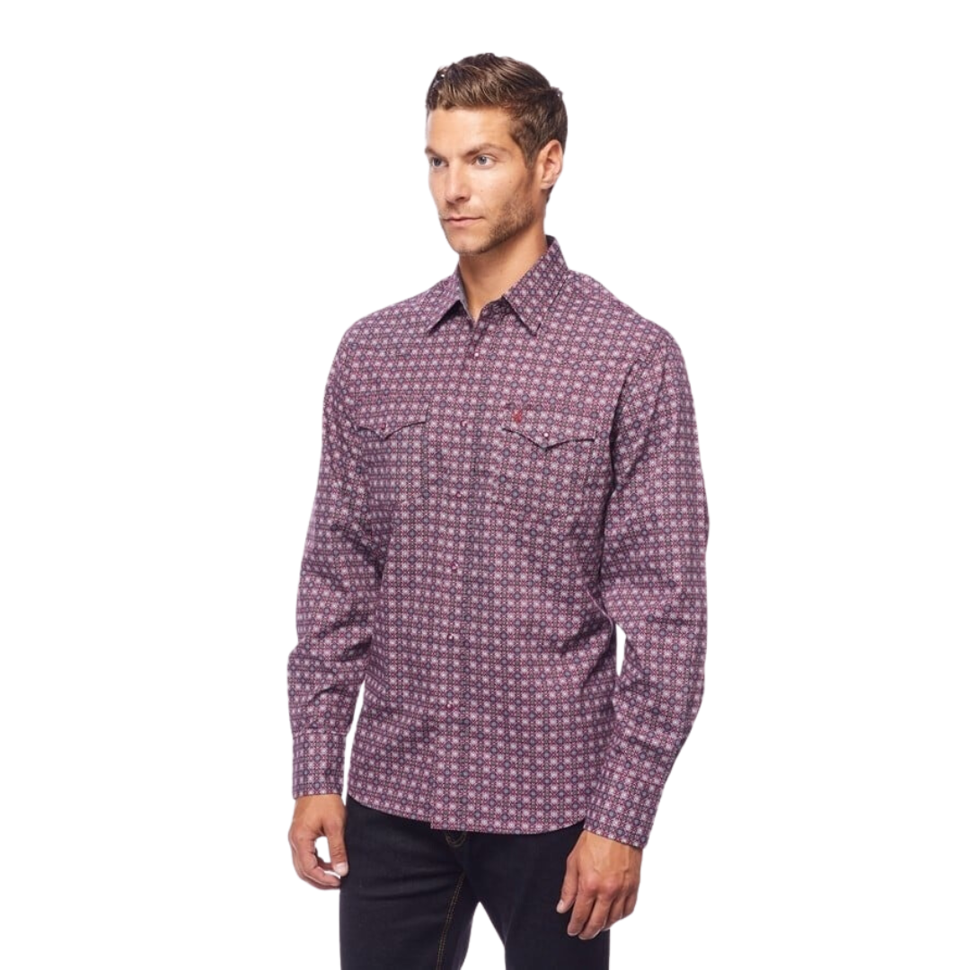 Avalon Men's Rodeo Clothing Print Purple Shirt